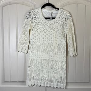 Girls‎ Cream Crochet Shift Sweater Dress Size Large 10/12 Cream Winter Christmas